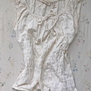 White corset style eyelet blouse milkmaid